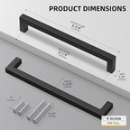 goldenwarm 200 Pack 6-1/4INCH Black Square Bar Cabinet Pull Drawer Handle - Image 2