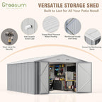 Greesum 10×14 FT Outdoor Storage Shed, Metal Storaged Sheds Without Floor - Image 5