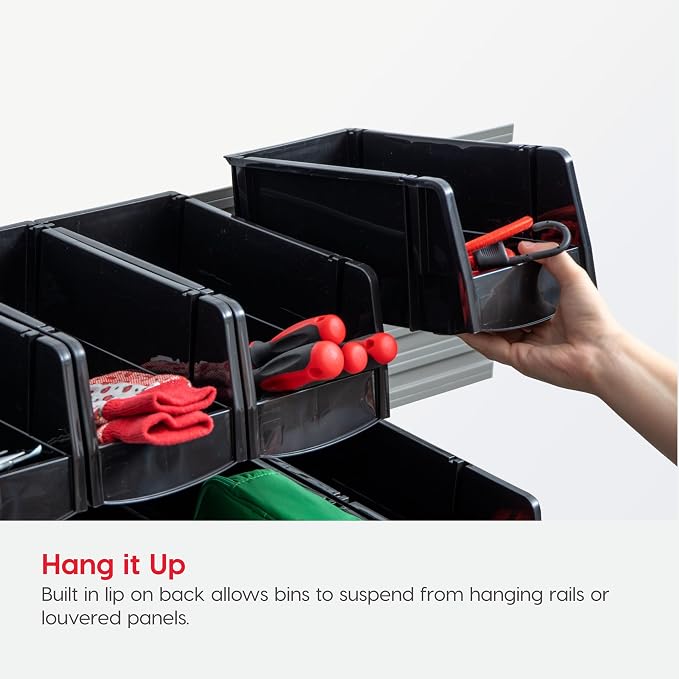 IRIS USA Stackable Bins, 5.5 x 4.5 x 3 inch, Plastic Hanging Open Front Shelf - Image 6