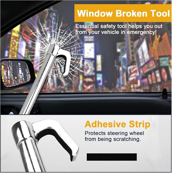 Tevlaphee Universal Steering Wheel Brake Lock Anti-Theft Retractable Double - Image 3