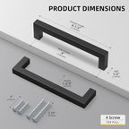 Goldenwarm 1 Pack Black Square Bar Cabinet Pull Drawer Handle Stainless Steel - Image 2
