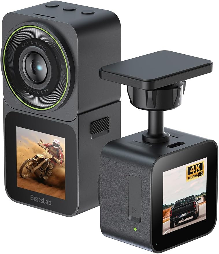 Action Camera 4K 20MP, Dual Use Action Camera and Dash Cam, Waterproof by BOTSLAB