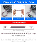 USB to USB C and Lightning Pink Car Charger Cable - Image 7