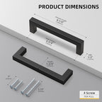 Matte Black Cabinet Pulls Kitchen Drawer Door Flat Square Bar Goldenwarm Pull - Image 2