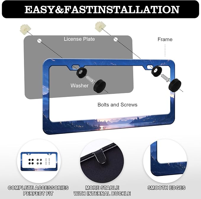 Starry Sky Mountain License Plate Frames - Image 3