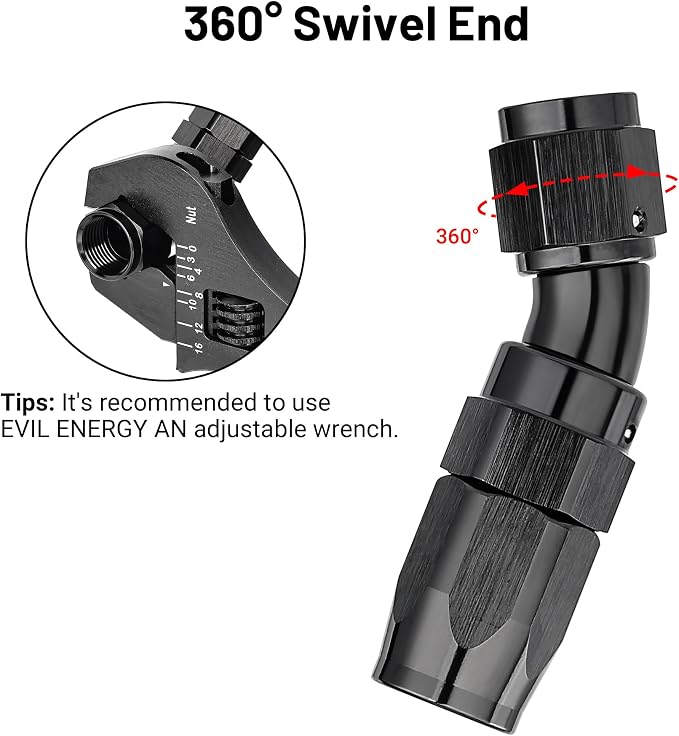 EVIL ENERGY 4AN 30 Degree One Piece Full Flow Hose End Fitting Swivel - Image 4