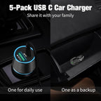 Cluvox 5 Pack USB C Car Charger, 38W Fast Charging - Image 4