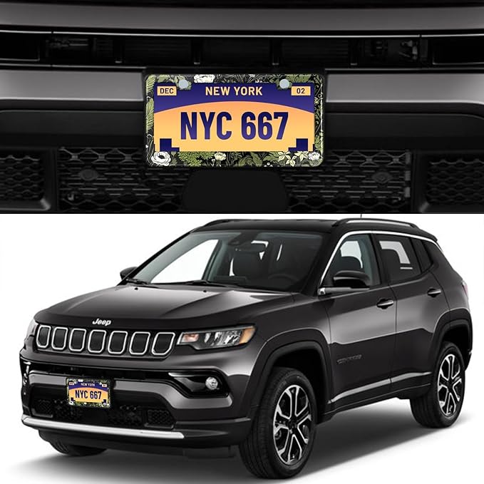 Sage Green Floral License Plate Frame Plant Flowers Stainless Steel License - Image 2