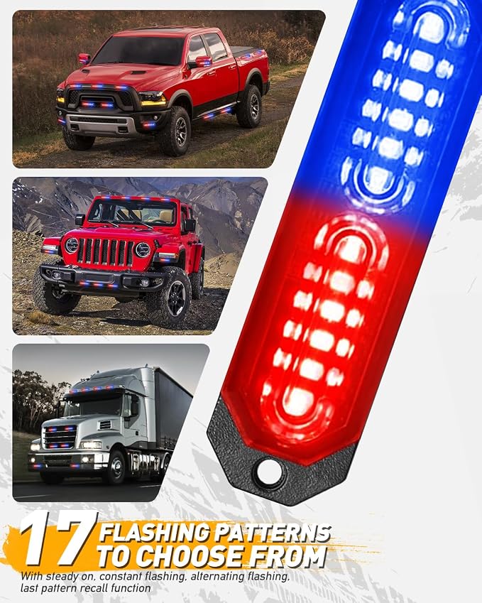 HLauto 1200T Emergency Strobe Grille Lights: 8pcs 12 LED Sync Feature Safety - Image 5