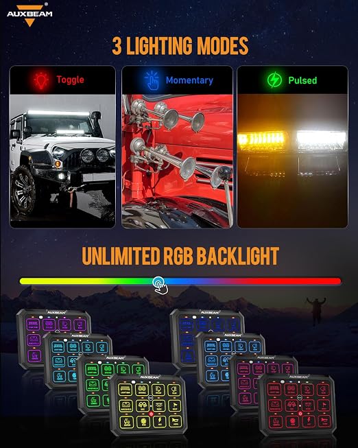 Auxbeam 12 Gang Switch Panel Bluetooth RGB AC-1200 - Image 6