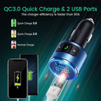 Upgraded FM Bluetooth Transmitter Car, QC3.0 Quick Charging & LED Backlit - Image 2