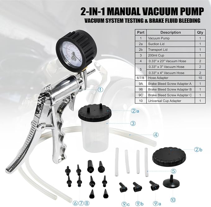 Hand Vacuum Pump Brake Bleeder Kit - Image 2