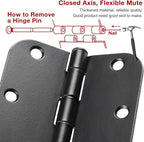 30 Pack Rounded Matte Black Door Hinges 3.5 Inch 5/8" Radius Interior 3 1/2" - Image 2