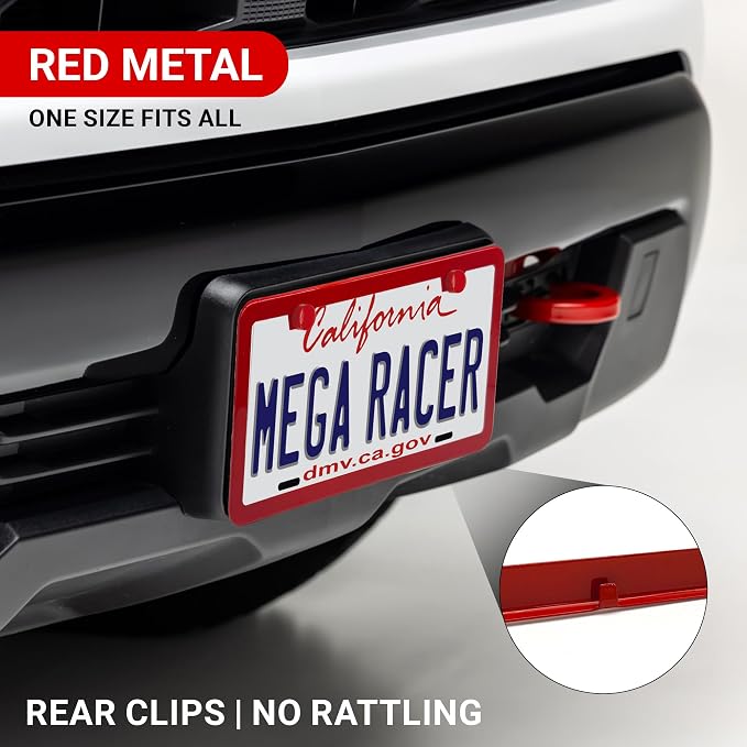 Premium Slim Red License Plate Frames – 2 Pack, Rust-Free Stainless Steel - Image 2