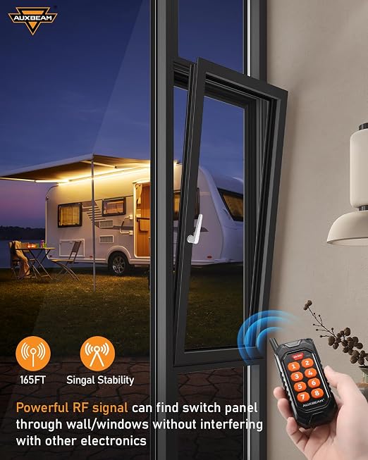 Auxbeam 8 Gang Switch Panel RC-800 RGB Wireless Remote Control Range Up to - Image 2