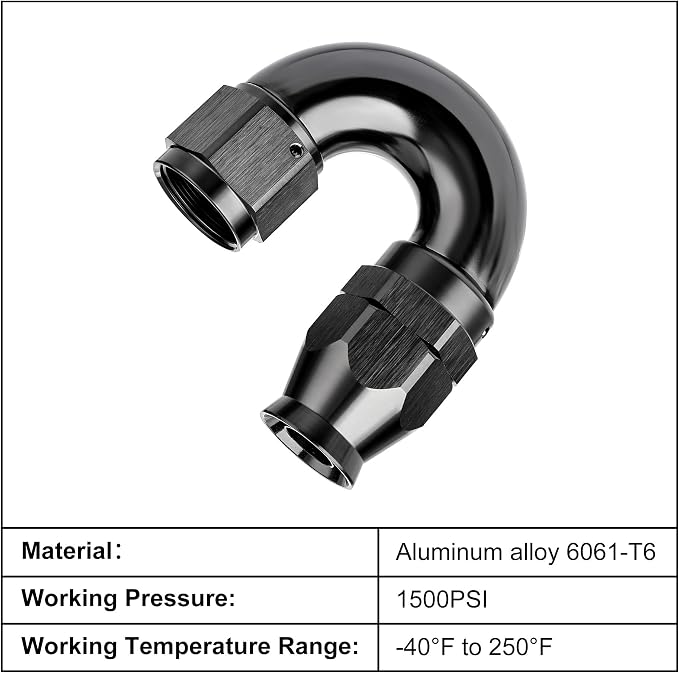 EVIL ENERGY 12AN 180 Degree PTFE One Piece Full Flow End Hose Fitting Aluminum - Image 3