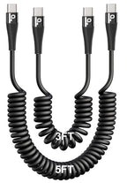 USB C to C Cable for Car 3FT&5FT, 100W Coiled USB C Fast Charging Cable for by PRAKIE