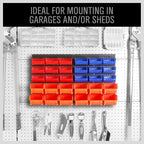 HORUSDY Wall Mounted Storage Bins Parts Rack 30PC Organizer Garage Plastic Shop - Image 3