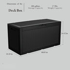 100 Gallon Resin Deck Box, Waterproof Outdoor Storage Bin - Image 2