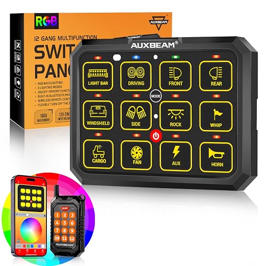 Auxbeam 12 Gang Switch Panel Bluetooth RGB AC-1200 by Auxbeam