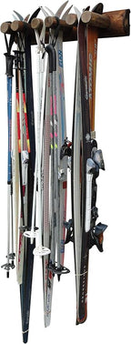 6-Place Log Ski Rack Wall Mount, Indoor Ski Storage Rack - Image 3