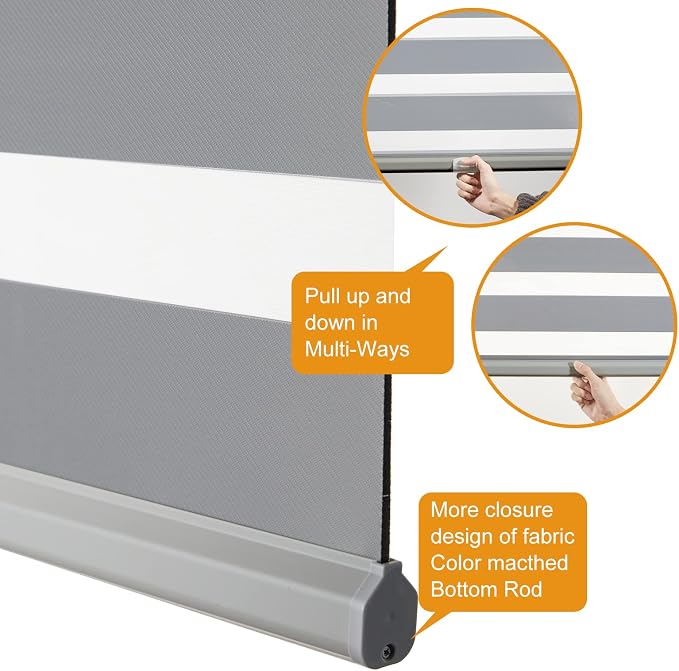 Persilux Cordless Zebra Blinds for Windows Free-Stop Roller Window Shades Dual - Image 3
