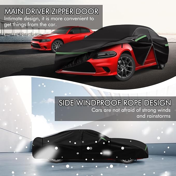for 2006-2021 Dodge Charger Car Cover 210D Outdoor Waterproof UV Sun Rain Snow - Image 3
