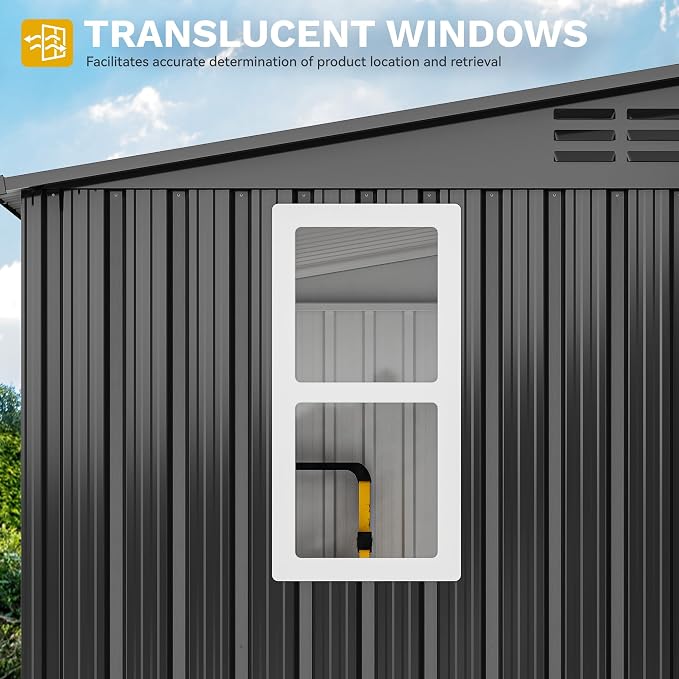 DWVO 9.1x4.2ft Metal Outdoor Storage Shed - Image 5