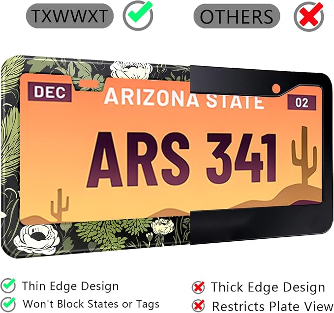 Sage Green Floral License Plate Frame Plant Flowers Stainless Steel License - Image 5
