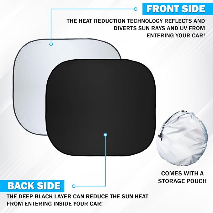2 Piece Car Windshield Sun Shade Foldable | Durable Polyester Windshield - Image 7