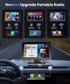 Podofo Portable Car Stereo Wireless Carplay Android Auto, 7 Inch Touch Screen - Image 3
