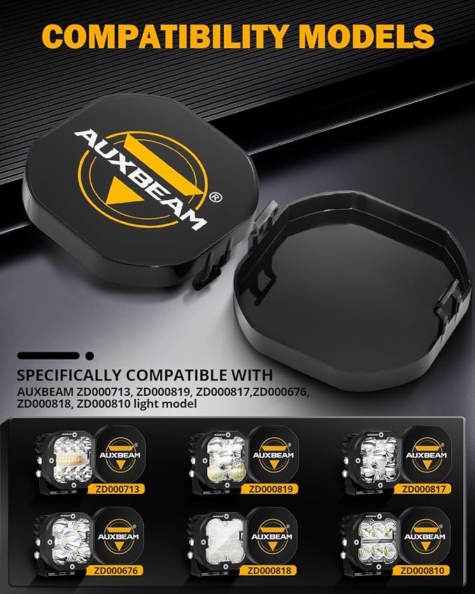 Auxbeam 3" LED Pod Light Covers, XP-Ultra Series PC Lens Offroad Protective - Image 3
