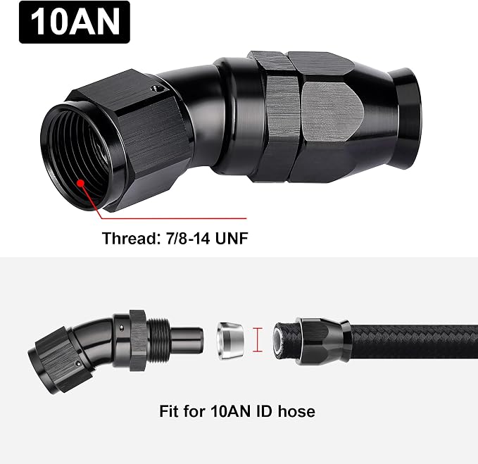 EVIL ENERGY 10AN 30 Degree PTFE One Piece Full Flow End Hose Fitting Aluminum - Image 4