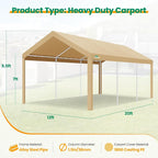 COBIZI Carport Canopy 12x20 Heavy Duty Car Tent Garage, Galvanized Frame Car - Image 5