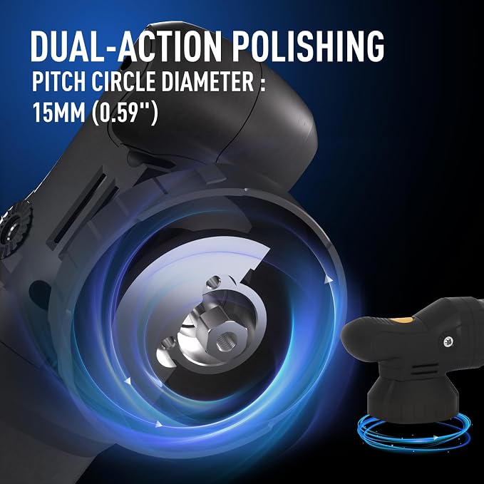 6" Dual Action Buffer Polisher, 1200w polisher, 6 Variable Speed Car Buffer - Image 6