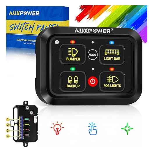 Auxpower RGB 4 Gang Switch Panel A24 Auxiliary Switch Panel by Auxpower