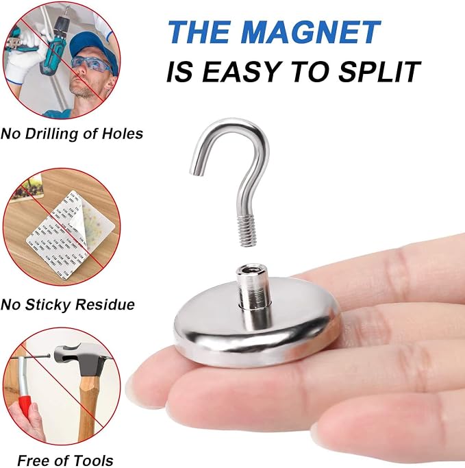 LOVIMAG 100LBS Heavy Duty Magnetic Hooks, Strong Neodymium Magnet Hooks - Image 4