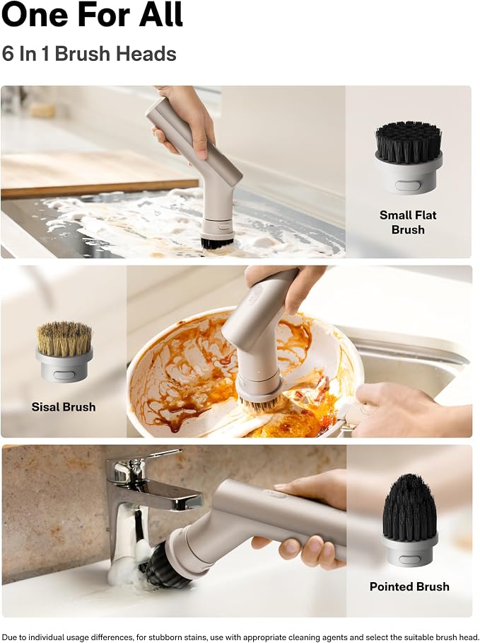 HOTO Cordless Electric Spin Scrubber, IPX7 Full Body Waterproof Dish Scrubber - Image 2