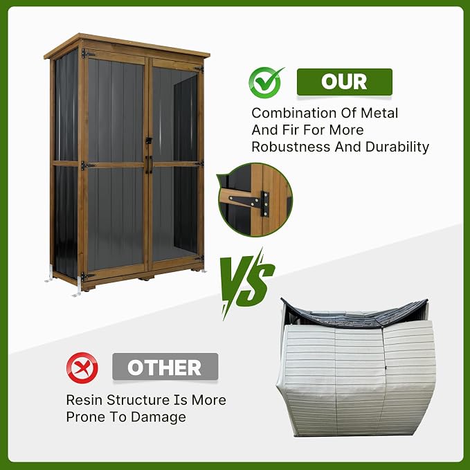 Outdoor Storage Cabinet Wood & Metal - Image 2