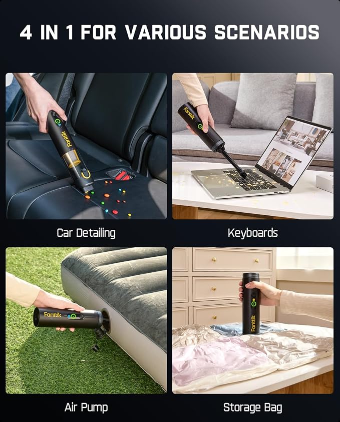 Fanttik Slim V10 Mate Cordless Car Vacuum, 4-in-1 Portable Mini Handheld Vacuum - Image 3