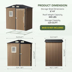 6x4 FT Outdoor Metal Storage Shed, Single Door, 1 Clear Window, Tool Shed - Image 3