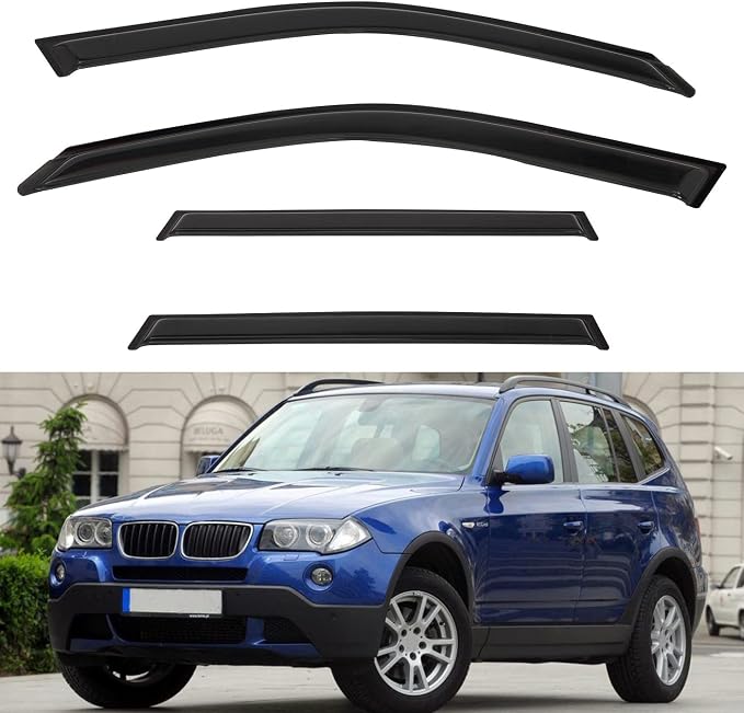 4pcs Front+Rear Smoke Tint Sun/Rain Guard Outside Mount Tape-On Vent Window by LQQDP