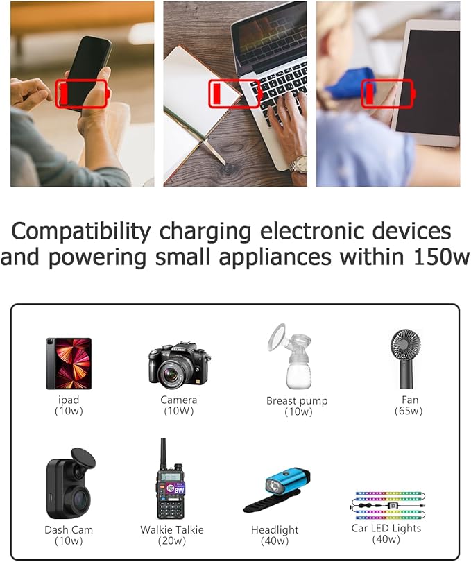 FOVAL 150W Car Power Inverter 12V DC to 110V AC Converter Vehicle Adapter Plug - Image 4