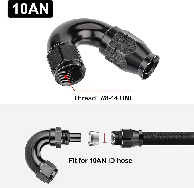 EVIL ENERGY 10AN 150 Degree PTFE One Piece Full Flow End Hose Fitting Aluminum - Image 4
