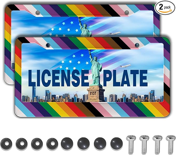 License Plate Frames Rainbow Front License Plate Bracket Rainbow Pride Flag by Unknown