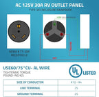 PAULINN 30 Amp RV Power Outlet Box, Nema TT-30R 125V RV Outdoor Panel Enclosed - Image 4