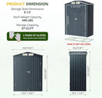 Breezz 5x3FT Vertical Outdoor Steel Storage Shed, Lockable Doors, Compact Metal - Image 2
