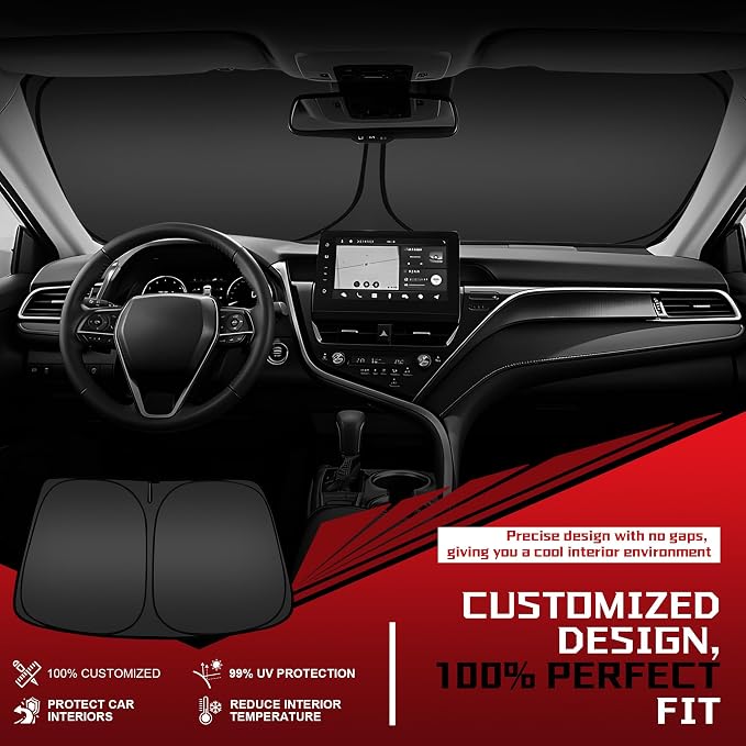 Windshield Sun Shade for 2022-2025 Hyun-dai Ioniq 5 Foldable Sun Sunshade for - Image 2