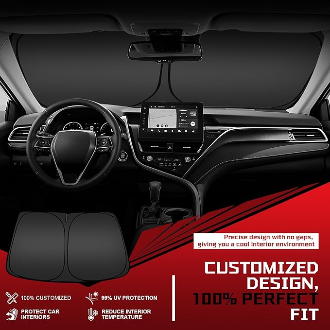 Windshield Sun Shade for 2008-2014 MERC-e-des-Be-nz C-Class w203 Foldable Sun - Image 2