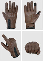 Full Finger Leather Motorcycle Gloves - Image 2